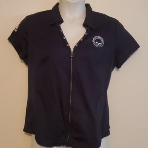 Black zip up Harley Davidson Top